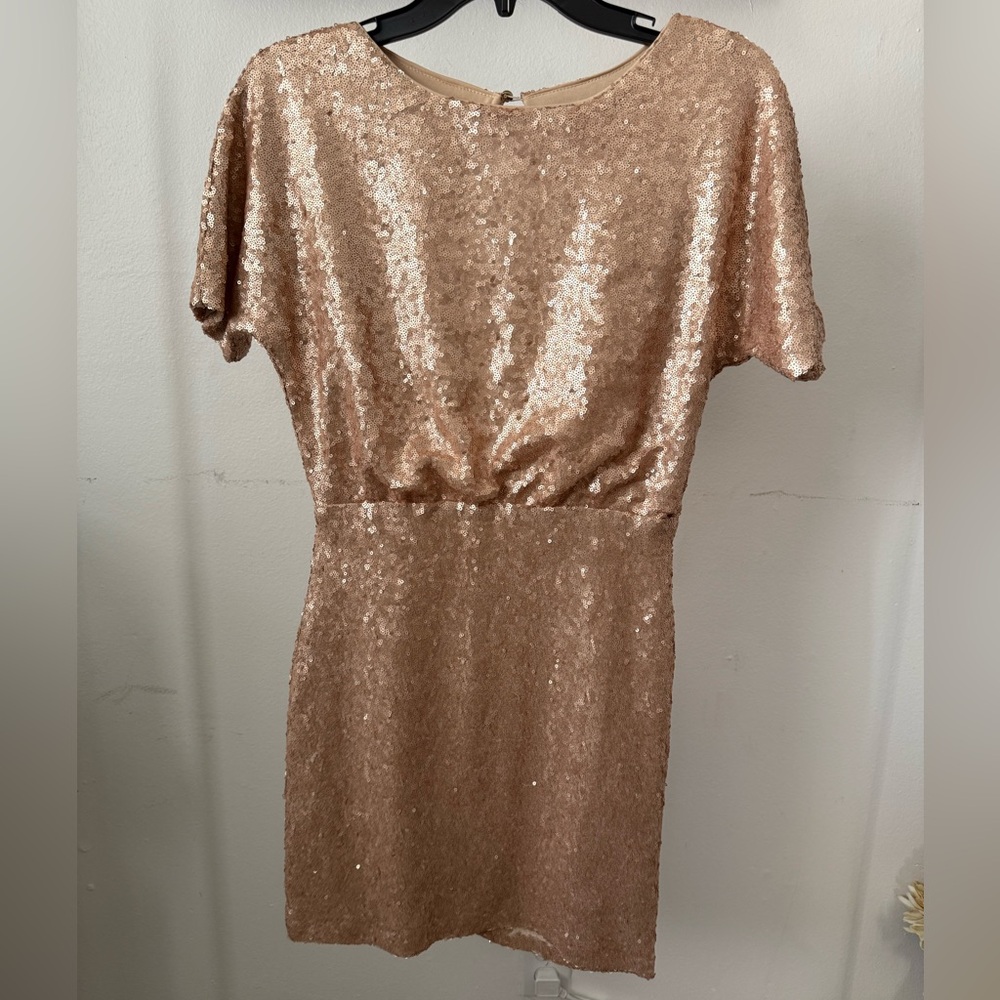 Ark & Co Shimmering Sequin Mini Dress in Gold